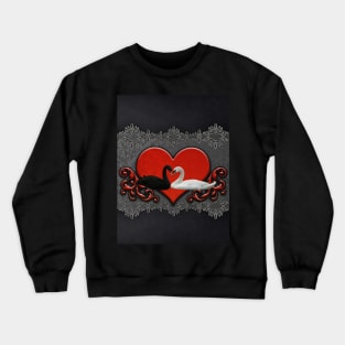 In love, wonderful black and white swan on a heart Crewneck Sweatshirt